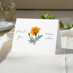Ringelblume Elegante Wasserfarbe Floral Gelbe Hoch Dankeskarte