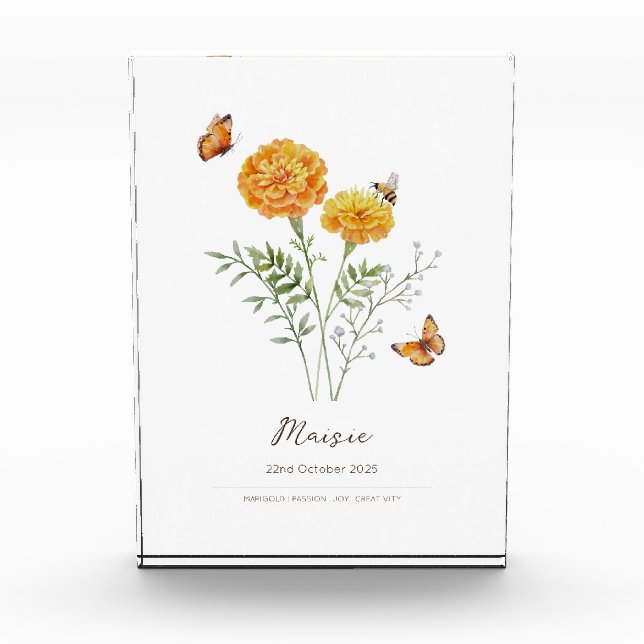 Ringelblume Geburtsmonatsblume Fotoblock (Vorderseite)
