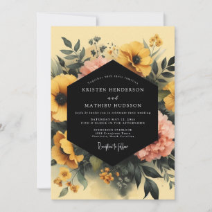 Ringelblume Holzkohle Stimmungsvolle Hochzeit Einladung