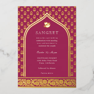 Ringelblume Indische Floral Sangeet Gold Folieneinladung