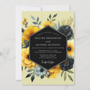 Ringelblume Noir Leuchtende Hochzeit Einladung