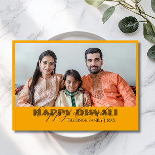 Ringelblume Orange Moderne Diwali-Grüße Foto Feiertagskarte