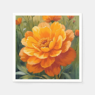 Ringelblume Orange Wasserfarbe Floral Gemalt Serviette