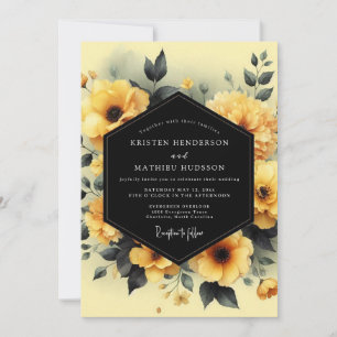 Ringelblume Schiefer Moody Hochzeit Einladung