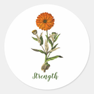 Ringelblume Stärke Inspirierend Runder Aufkleber