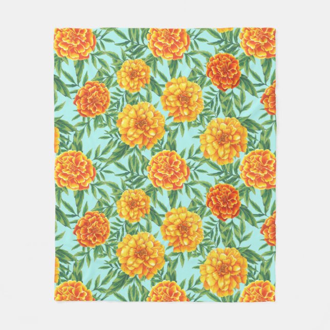 Ringelblumen-Blumenmuster Fleecedecke (Vorderseite)