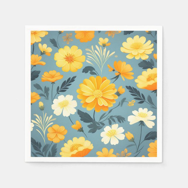 Ringelblumen-Blumenmuster Serviette (Vorderseite)