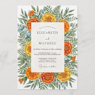 Ringelblumen Botanische Hochzeit mit künstlerische Einladung