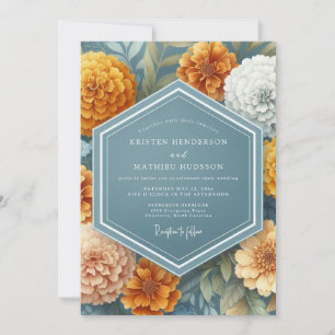 Ringelblumen Hochzeit im Vintage-Blumenstil Einladung