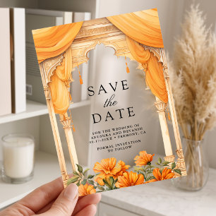 Ringelblumen-Indische-Hochzeit-Save-the-Date-Karte Acryleinladungen
