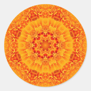 Ringelblumen-Mandala Runder Aufkleber