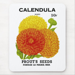 Ringelblumen-Samenpaket im Vintage-Stil Mousepad