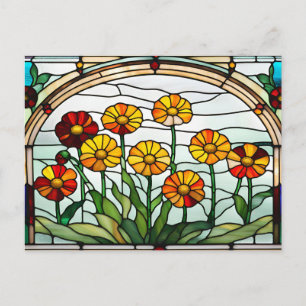 Ringelblumen-Stained-Glas-Garten Postkarte