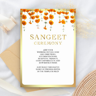 Ringelblumen-Südindische Hochzeits-Sangeet Begleitkarte