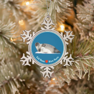 Ringelnasen - Kalte Nasen, warme Herzen Schneeflocken Zinn-Ornament