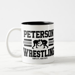 Ringer ADD NAME Schule Athlet Ringer-Mannschaft  Zweifarbige Tasse