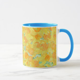 Ringer-Tasse Blau und Weiß, goldene Affodien Tasse