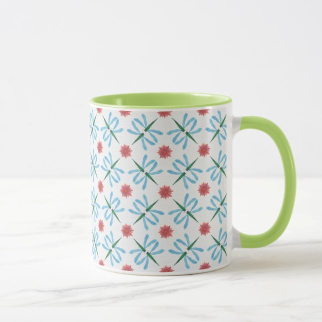 Ringer-Tasse mit grünen und weißen Lilien Tasse (Rechts)
