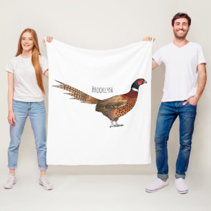 Ringhalsfasan-Vogel-Cartoon-Illustration Fleecedecke