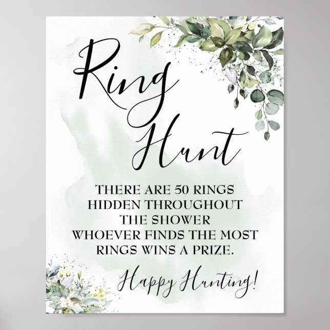 Ringjagd Eukalyptus-Grüne sukkulentes Spielzeichen Poster (Vorne)