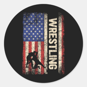 Ringkampf USA-Amerikanisches Flaggen-Shirt Ringkam Runder Aufkleber