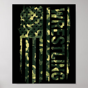 Ringkämpfen Flagge Camo Patriotischer Ringkämpfer  Poster
