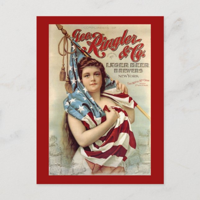 Ringler und Bier Vintag Americana Postkarte (Vorderseite)