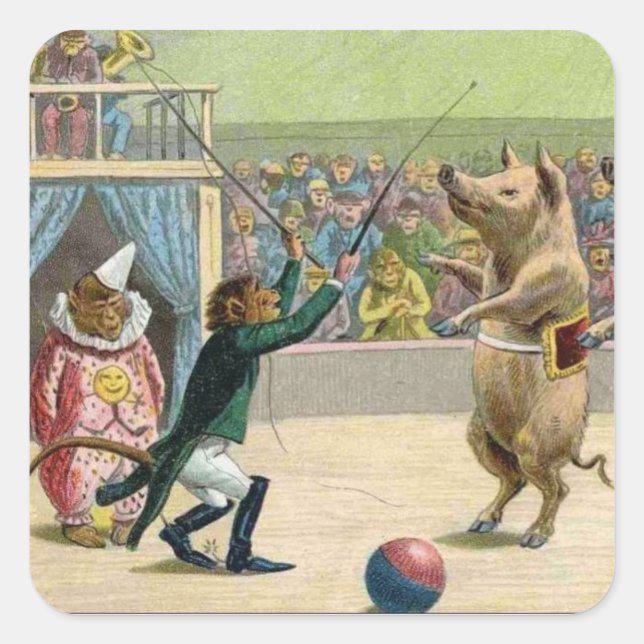 Ringmaster und Circus Quadratischer Aufkleber (Vorderseite)