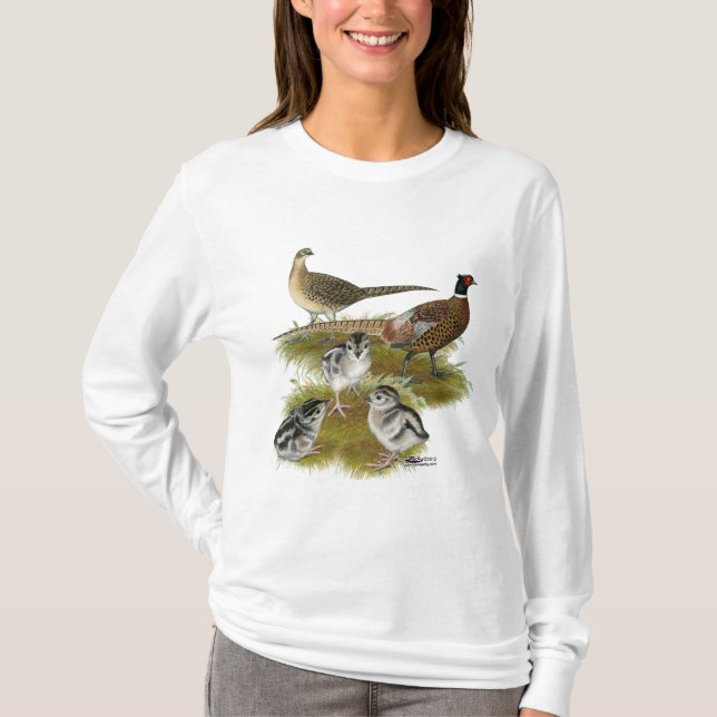 Ringneck Fasan-Familie T-Shirt (Vorderseite)
