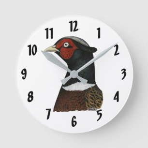 Ringneck Pheasant Head Runde Wanduhr