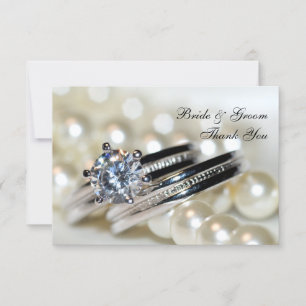 Rings and White Pearls Wedding Flat Vielen Dank Einladung