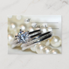 Rings and White Pearls Wedding Platzkarte