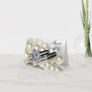 Rings and White Pearls Wedding Vielen Dank Dankeskarte