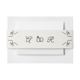 Rings & Bow Monogramm Französische Handgezeichnete Einladungsbanderole