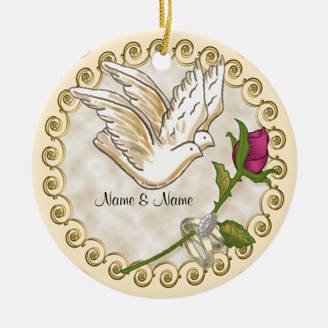 Rings Dove Custom Wedding Ornament (Vorne)
