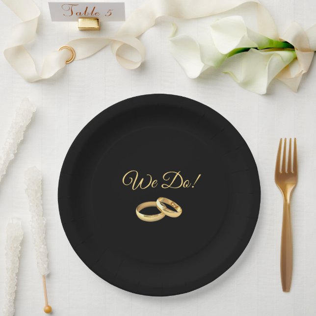 Rings für Schwarz und Gold Pappteller (Hochzeit)