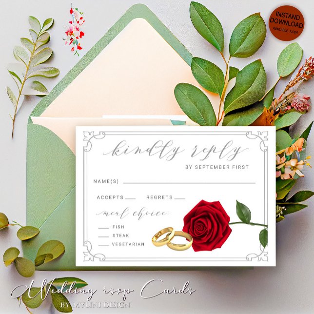 Rings-Rings-Rings-RSVP-Karte für rote Rosen Einladung (Von Creator hochgeladen)