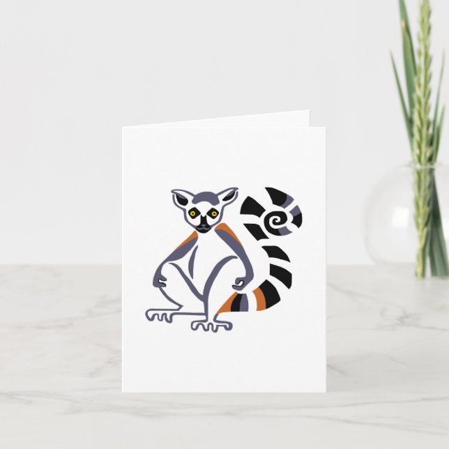 Ringschwanz-LEMUR - gefährdete Tiergrafik Karte (Vorderseite)