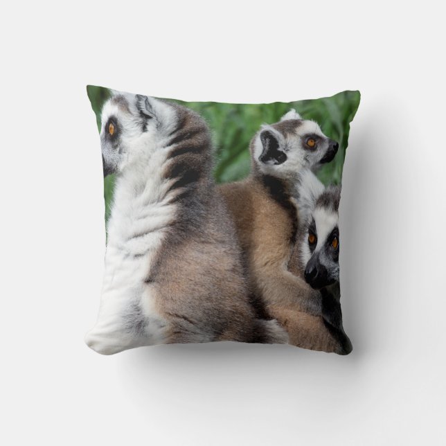 Ringschwanzfamilie Lemur Kissen (Vorderseite)