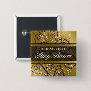 RINGTRÄGER Boho lila Spiralen Gold Hochzeitsknopf Button