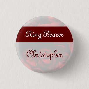 "Ringträger" - Rote Rose Bouquet (2b) Button