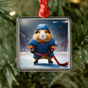 "Rink Rookie: Das Eishockey-Guinea-Schwein" Ornament Aus Metall