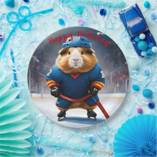 "Rink Rookie: Das Meerschweinchen beim Eishockey" Pappteller