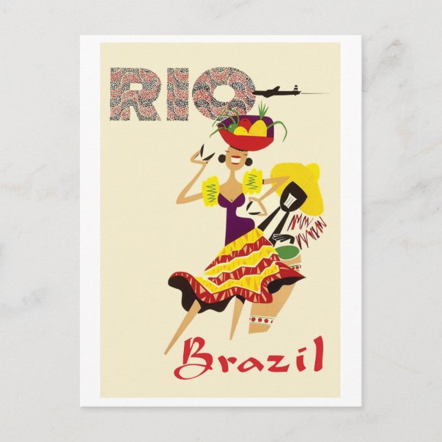 Rio, Brasilien, Brasilianischer Tänzer mit Schlagz Postkarte (Vorderseite)