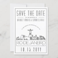 Rio Brésil Mariage Silhouette Stylisée Carte de Pr