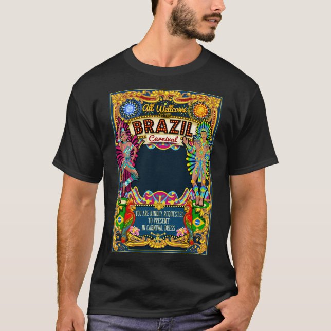 Rio Carnival Poster Thema Brasilien Karnaval Maske T-Shirt (Vorderseite)