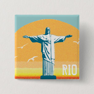 Rio - Corcovado - Jesus Christus der Erlöser Button