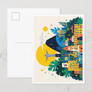 Rio de Janeiro Brasil Pop-Art-Reiseillustration Postkarte