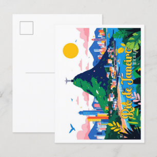 Rio de Janeiro Brasil Pop-Art-Reiseillustration Postkarte