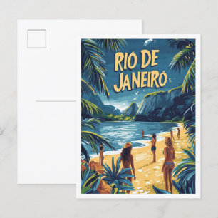 Rio de Janeiro Brasil Vintage-Illustration Reise Postkarte